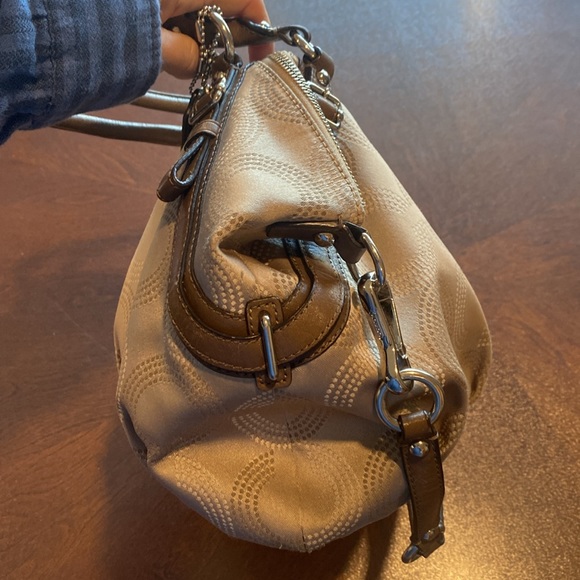 Coach Madison Op Art cream & beige with brown trim Large Sophia Satchel F159057 - Picture 4 of 14